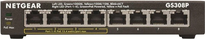 Netgear SOHO GS300 Desktop Gigabit Switch, 8x RJ-45, 53W PoE