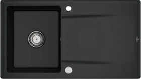Villeroy & Boch Siluet 50 Einbau Becken reversibel mit Ablauffernbedienung pure black