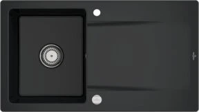 Villeroy & Boch Siluet 50 Einbau Becken reversibel mit Ablauffernbedienung pure black