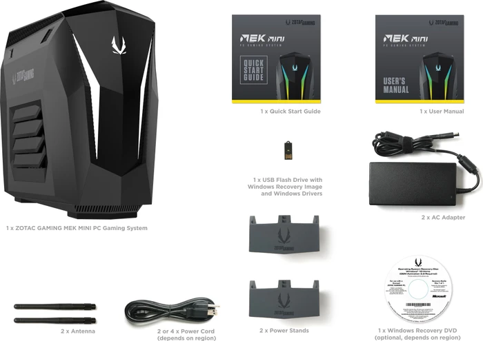 Zotac MEK Mini, schwarz, Core i5-9400F, 16GB RAM, 240GB SSD, 1TB HDD, GeForce RTX 2060 SUPER