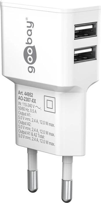 Wentronic Goobay USB-A Dual-Ladegerät 12W weiß