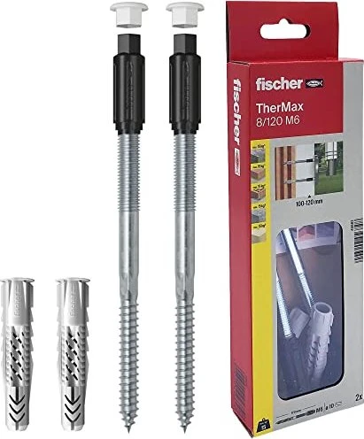 fischer TherMax 8/120 M6 (2) Abstandsmontagesystem Schrauben/Dübel-Sortiment, 2 Stück