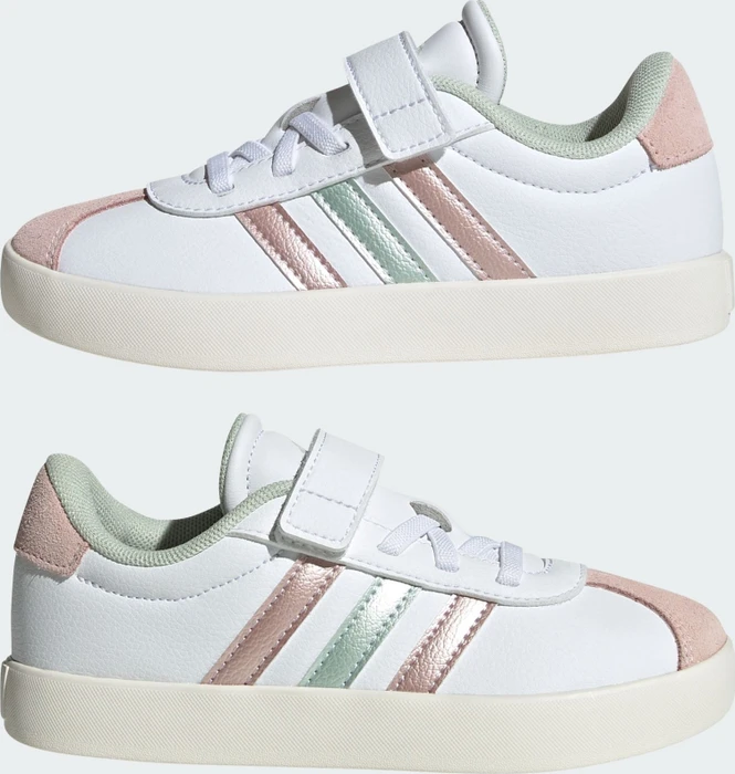 adidas VL Court 3.0 cloud white/linen green metallic/sandy pink metallic (Junior)