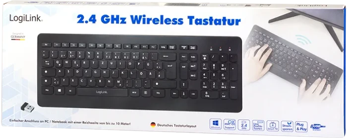 LogiLink 2.4GHz Wireless Tastatur, schwarz, USB, DE