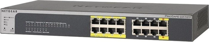Netgear ProSAFE GS500 Desktop Gigabit Smart Switch, 16x RJ-45, 76W PoE PD