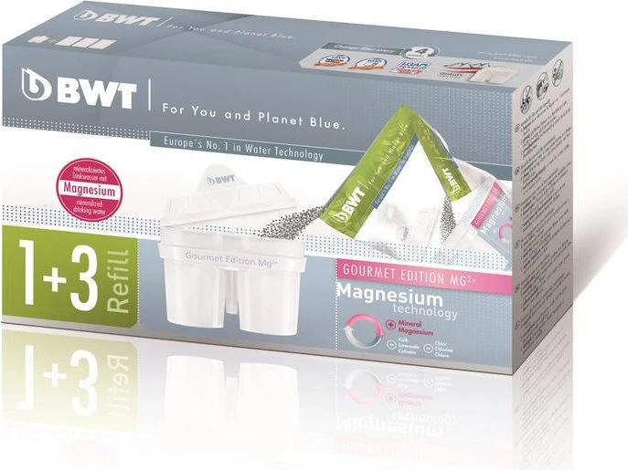 BWT longlifeMg2+ Magnesium Mineralizer refill Filterkartusche, 4 Stück (3+1 Stück)