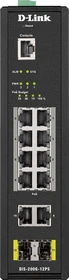 D-Link DIS-200G Industrial Railmount Gigabit Smart Switch, 10x RJ-45, 2x SFP, 240W PoE+ (DIS-200G-12PS)