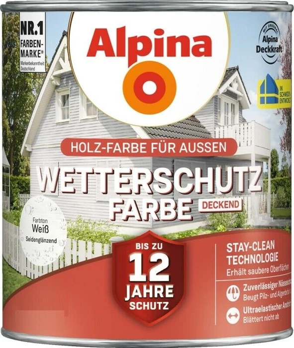 Alpina Farben Wetterschutz-Farbe deckend außen weiß, 750ml