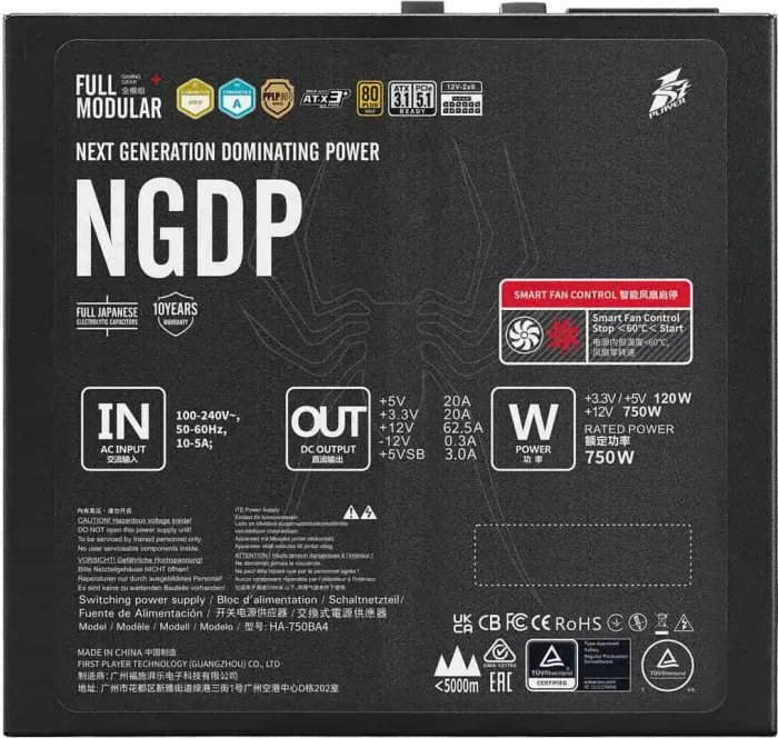 1st Player NGDP Gold schwarz 750W, ATX 3.1