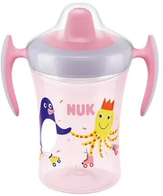 NUK Trainer Cup Trinklerntasse mit Trinktülle, 6+M, 230ml, pinguin rosa