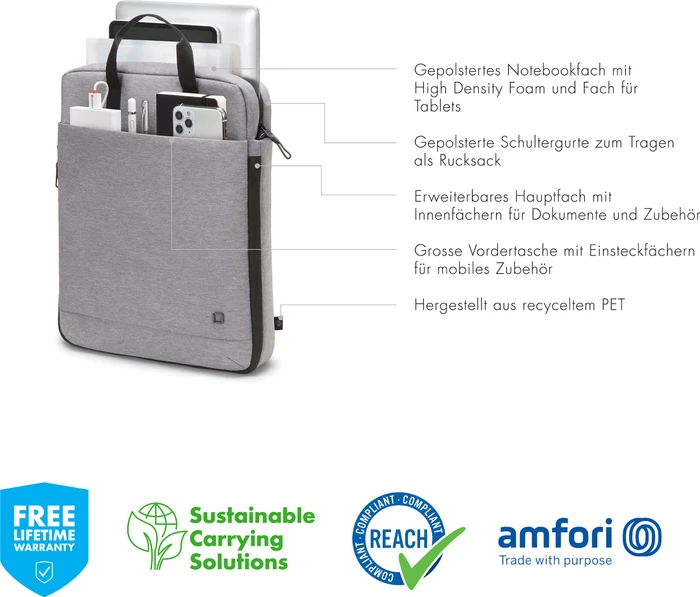 Dicota Eco Motion 13-15.6" Tragetasche, grau