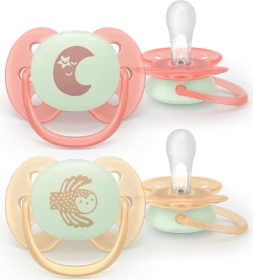 Philips Avent SCF094/02 ultra soft nighttime Beruhigungsschnuller, 0-6M, Silikon, 2 Stück