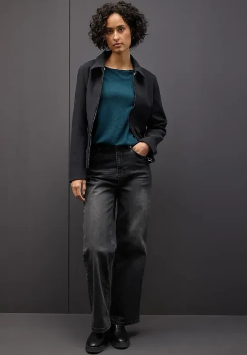 Street One Soft Melange Shirt langarm tide blue (Damen)