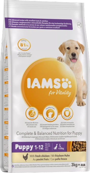 IAMS for Vitality für Welpen großer Rassen, mit Huhn, 3kg