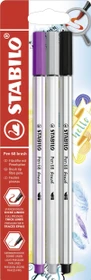 STABILO Pen 68 brush lila/mittelgrau/schwarz, 3er-Pack