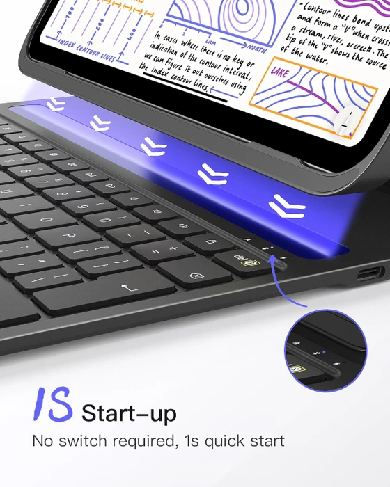 Inateck Superleicht Tastatur Hülle für iPad Air 6 11"/iPad Air 5/iPad 10/iPad Pro 11", schwarz, UK