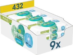 Pampers Harmonie Aqua Feuchttücher, 432 Stück (9x 48 Stück)