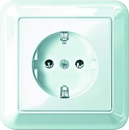 Merten Atelier-M SCHUKO-Steckdose mit voller Abdeckplatte, polarweiß