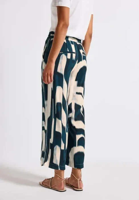Street One Gemusterte Wide Leg Hose tide blue (Damen)