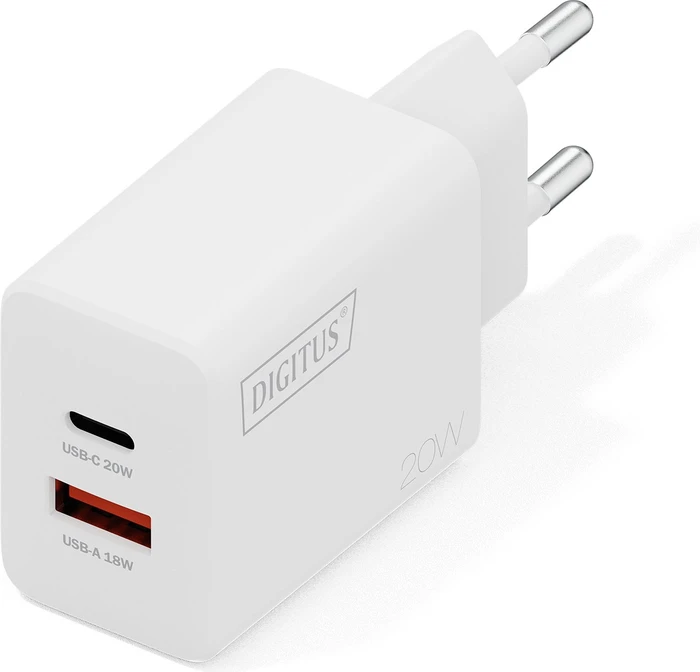 Digitus USB Charger 1x USB-C 1x USB-A 20W weiß