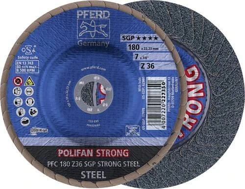 Pferd PFC 180 Z 36 SGP STRONG STEEL POLIFAN Fächerschleifscheibe K36, 180x22.23mm, 10 Stück