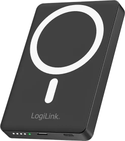 LogiLink Powerbank USB-C+kabelloses Laden mit Standfuß 10000mAh 20W schwarz