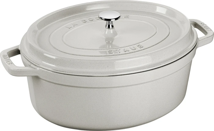 Zwilling Staub Cocotte Schmortopf oval 40x33cm 6.7l weißer trüffel