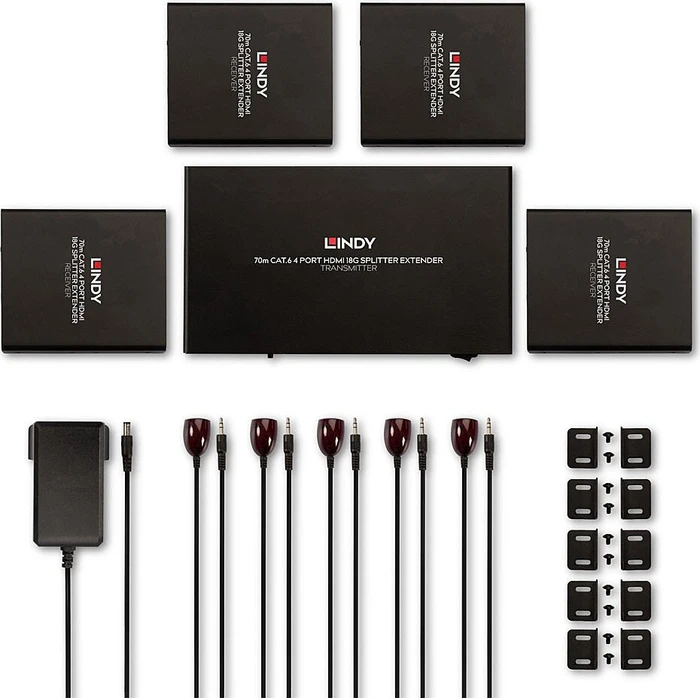Lindy 4 Port HDMI 4K60 Splitter Extender, 70m, Cat.6