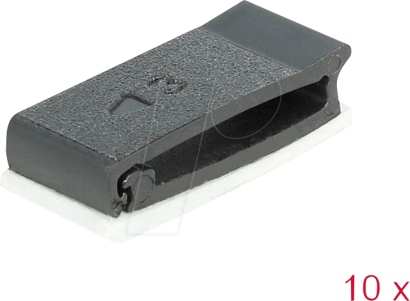 DeLOCK Kabelhalter mit Verschlussclip, selbstklebend, schwarz, 10 Stück
