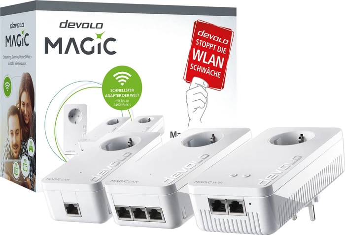 devolo Magic 2 WiFi Streaming Kit, Powerline/WLAN-Access Point und 2x Powerline-Adapter Set, 3er-Bundle