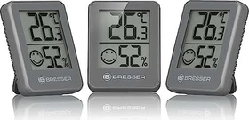 Bresser Temeo Hygro Indikator Temperaturstation grau, digital, 3 Stück