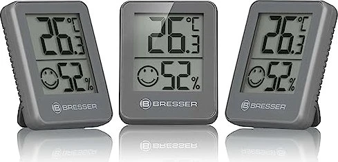 Bresser Temeo Hygro Indikator Temperaturstation grau, digital, 3 Stück