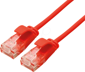 Roline / Secomp DataCenter Slim Patchkabel, Cat6a, U/UTP, RJ-45/RJ-45, 5m, rot