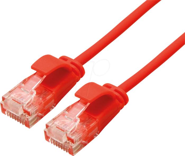 Roline / Secomp DataCenter Slim Patchkabel, Cat6a, U/UTP, RJ-45/RJ-45, 3m, rot