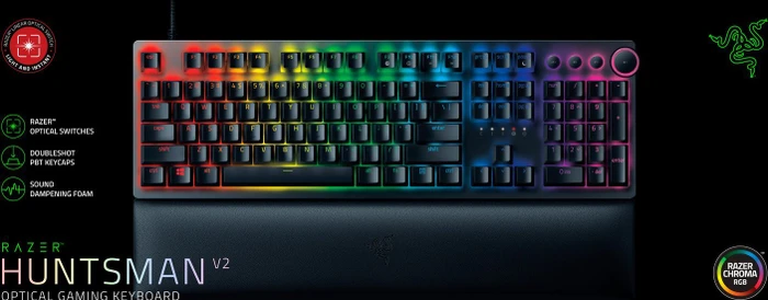 Razer Huntsman V2, schwarz, LEDs RGB, Razer Linear Optical Gen-2 RED, USB, US