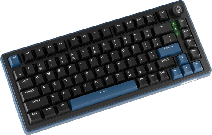 Ducky OK-M-75, Black and Blue, KKT Baby Blue Tactile, USB/Bluetooth, US