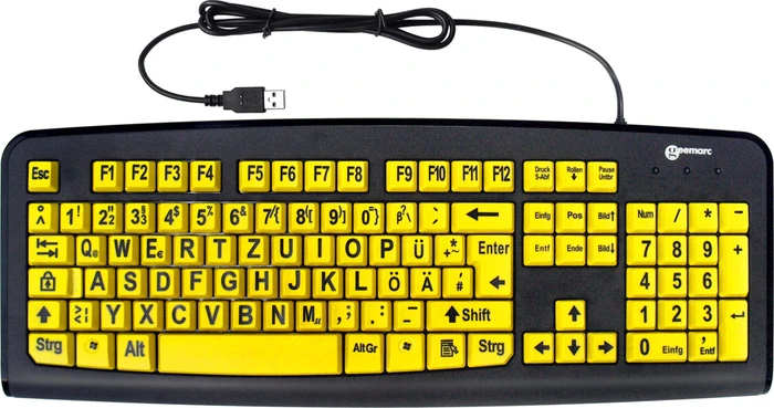 Geemarc Großschrifttastatur V3 gelb, USB, DE