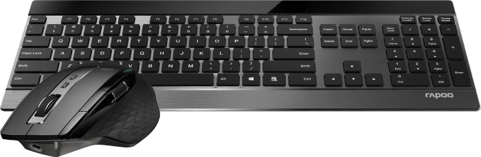 Rapoo 9900M Multi-mode Wireless Desktop Set, schwarz, USB/Bluetooth, UK