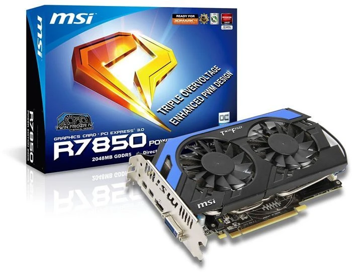 MSI Radeon HD 7850, R7850 Power Edition 2GD5/OC, 2GB GDDR5, DVI, HDMI, 2x mDP