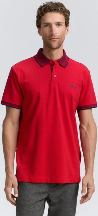 Tom Tailor Piqué mit Stretch Poloshirt kurzarm samba red (Herren)