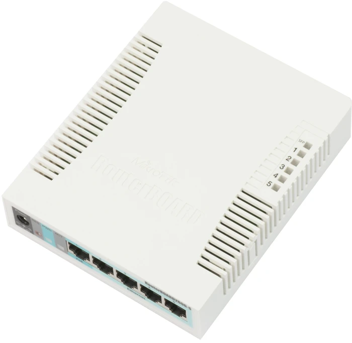 MikroTik RouterBOARD RB260 Desktop Gigabit Managed Switch, 5x RJ-45, 1x SFP, PoE PD