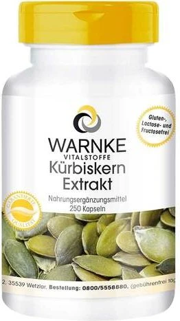 Warnke Kürbiskern Extrakt Kapseln, 250 Stück