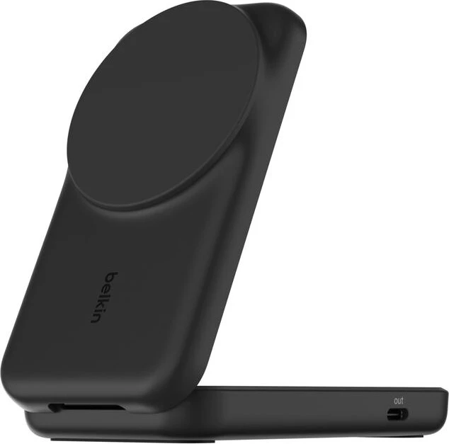 Belkin UltraCharge faltbare magnetische 2-in-1-Ladestation mit Qi2 (25W) viereckig schwarz
