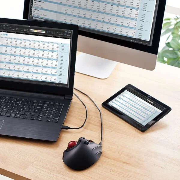 Elecom EX-G Pro M-XPT1MRXBK Trackball schwarz/rote Kugel, Rechtshänder, USB-A/Bluetooth