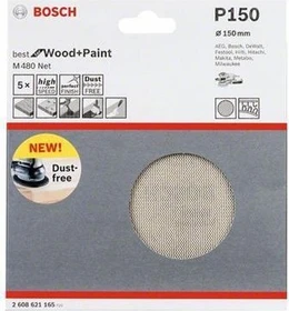 Bosch Professional M480 Best for Wood and Paint Gewebeschleifblatt K150, 150mm, 5 Stück