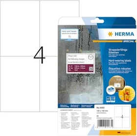 Herma Folienetiketten, A6, wetterfest, weiß, matt, 10 Blatt (40 Etiketten)