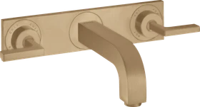 Hansgrohe Axor Citterio 3-Loch Waschtischarmatur für Wandmontage mit Hebelgriffen und Platte brushed bronze