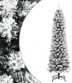 vidaXL Künstlicher Weihnachtsbaum schlank mit Schnee, 180cm