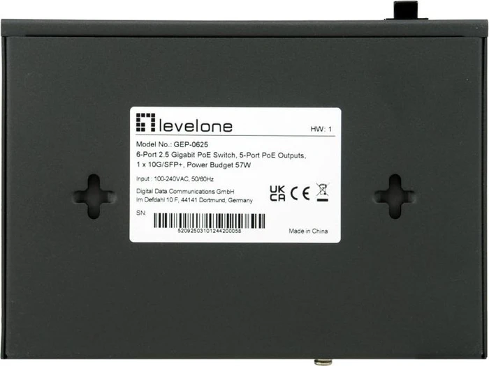 LevelOne GEP Desktop 2.5G Switch, 5x RJ-45, 1x SFP+, 65W PoE++