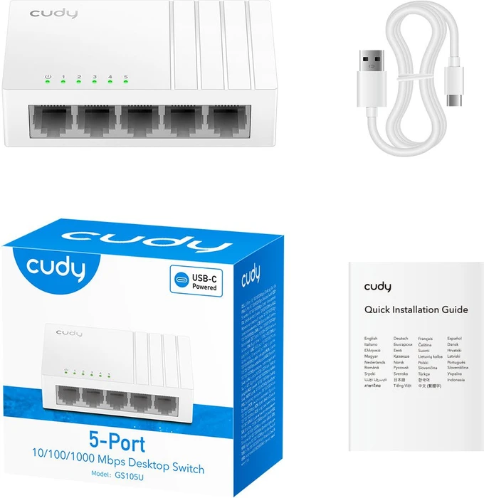 Cudy GS100 Series Desktop Gigabit Switch, 5x RJ-45